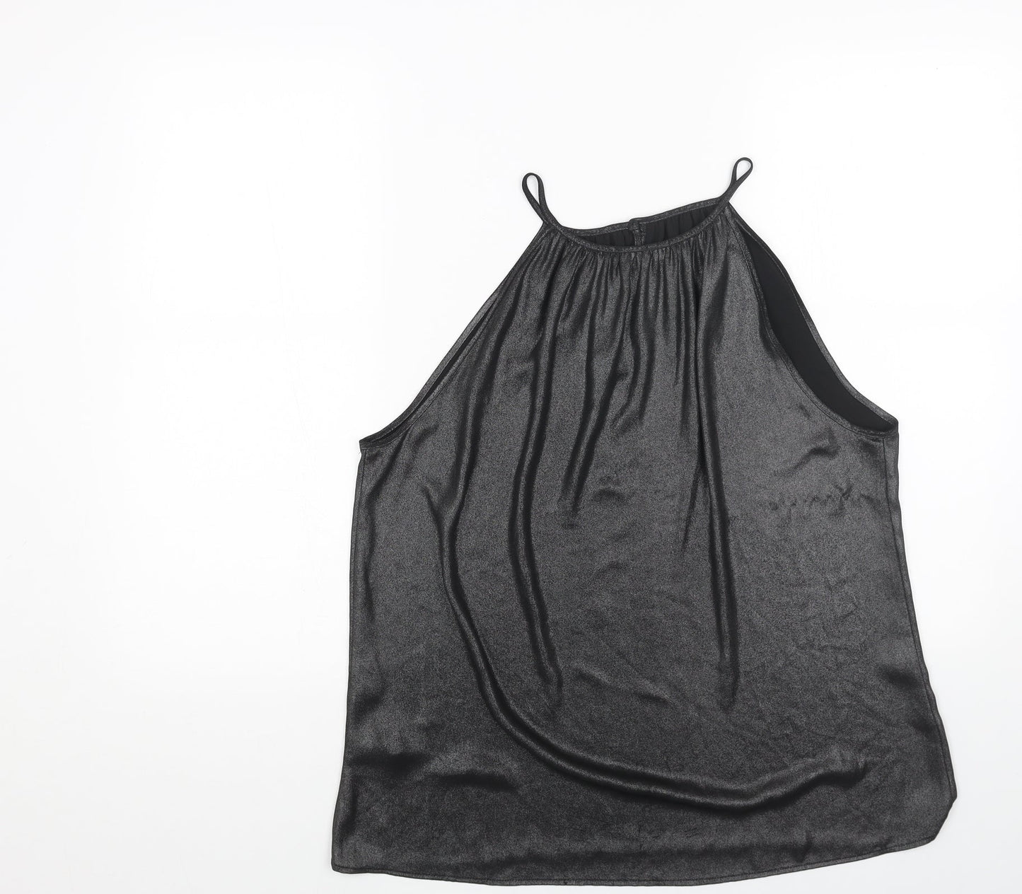 Warehouse Womens Silver Polyester Basic Tank Size L Scoop Neck