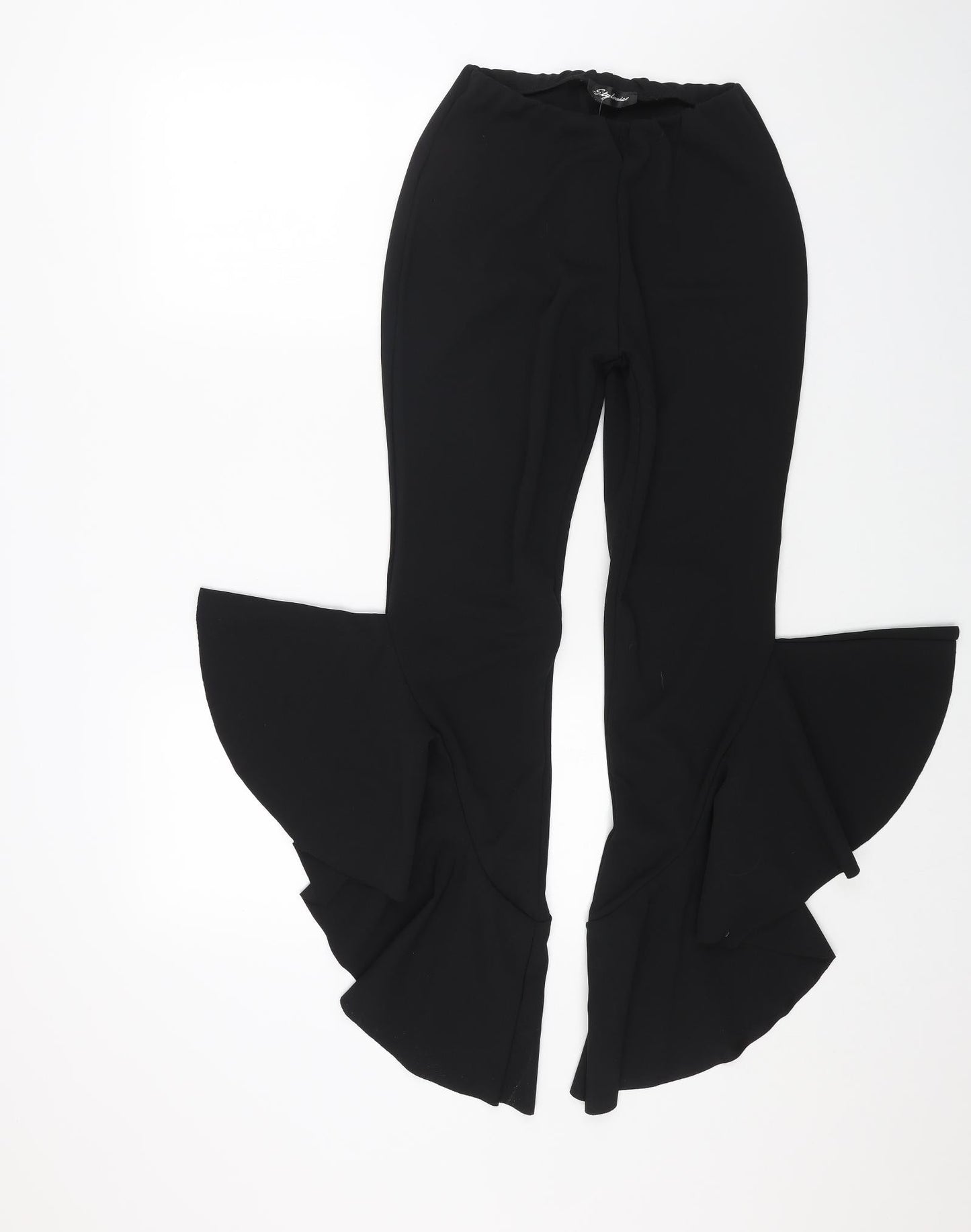 Style Wise Womens Black Polyester Trousers Size 10 L30 in Regular
