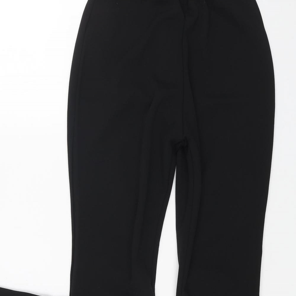 Style Wise Womens Black Polyester Trousers Size 10 L30 in Regular