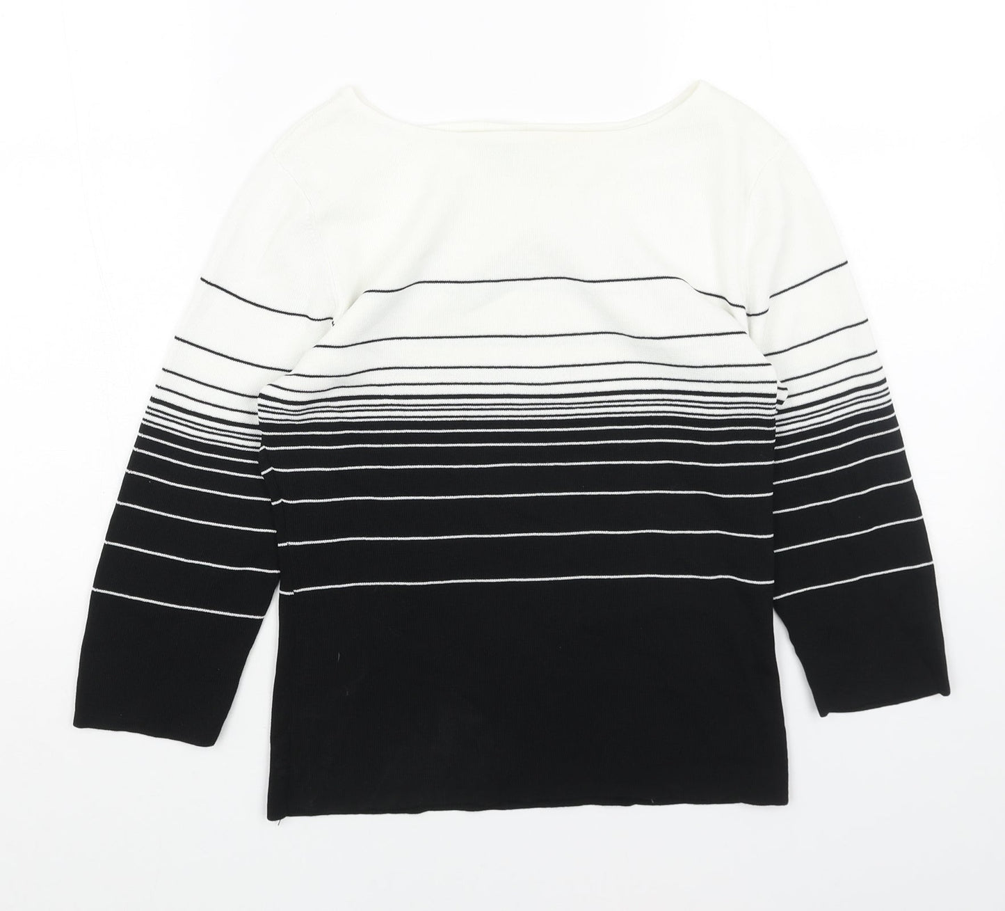 Debbie Morgan Womens Black Boat Neck Striped Viscose Pullover Jumper Size M