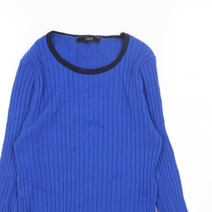 Next Womens Blue Round Neck Nylon Pullover Jumper Size M