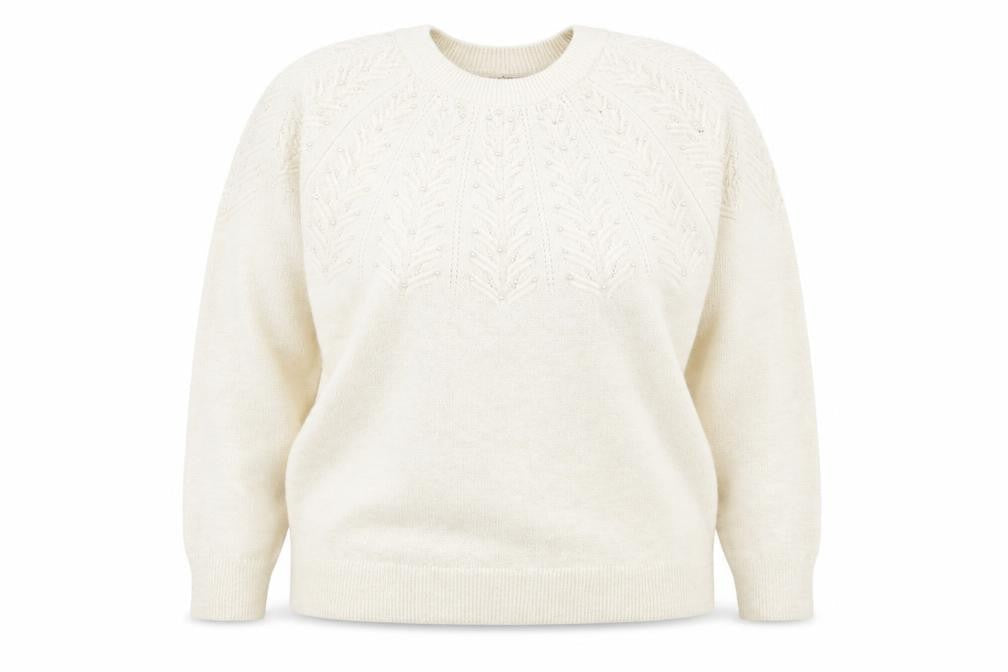 Preworn Womens White Round Neck Acrylic Pullover Jumper Size L
