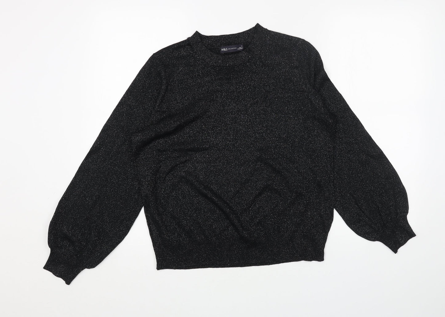 Marks and Spencer Womens Black Round Neck Acrylic Pullover Jumper Size M