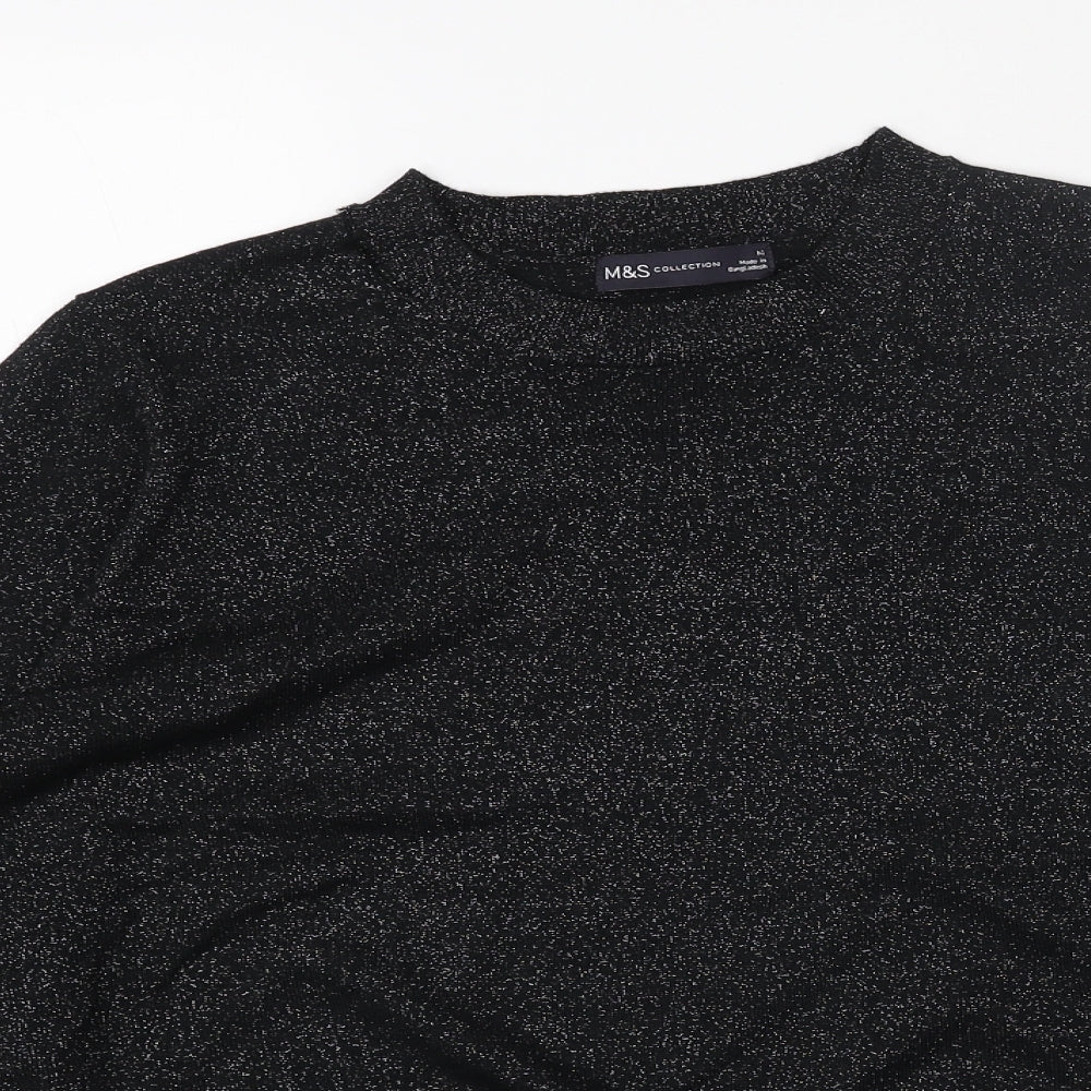 Marks and Spencer Womens Black Round Neck Acrylic Pullover Jumper Size M