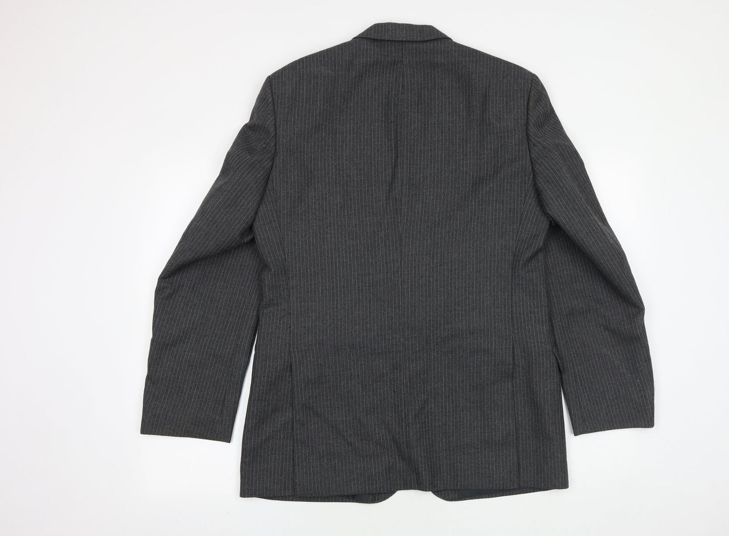Canada Mens Grey Striped Wool Jacket Suit Jacket Size 40 Regular
