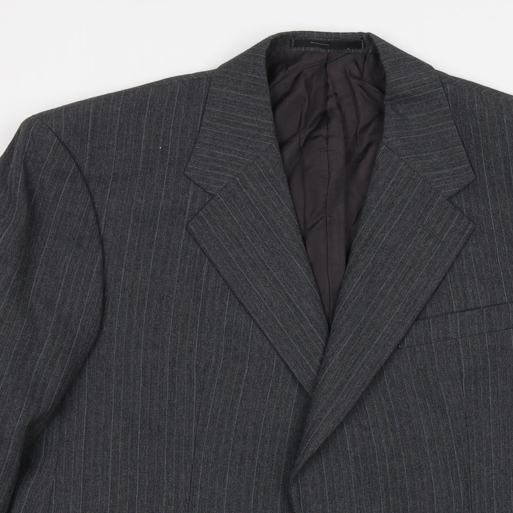 St Michaels Mens Grey Striped Wool Jacket Suit Jacket Size 40 Regular