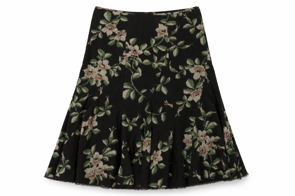 Monsoon Womens Brown Floral Polyester Swing Skirt Size 14 Zip