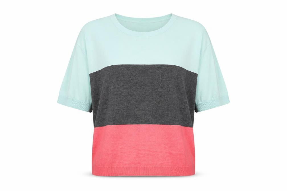Great Plains Womens Multicoloured Striped Cotton Basic T-Shirt Size L Round Neck