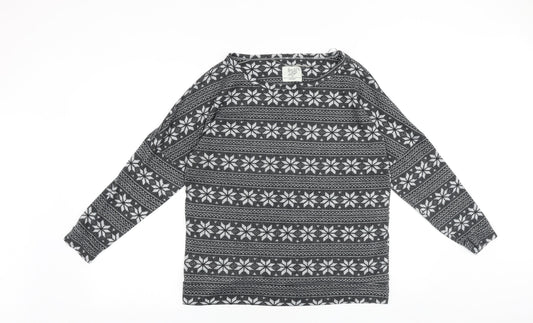 Primark Womens Grey Fair Isle Polyester Pullover Sweatshirt Size 10 Pullover - Loungewear