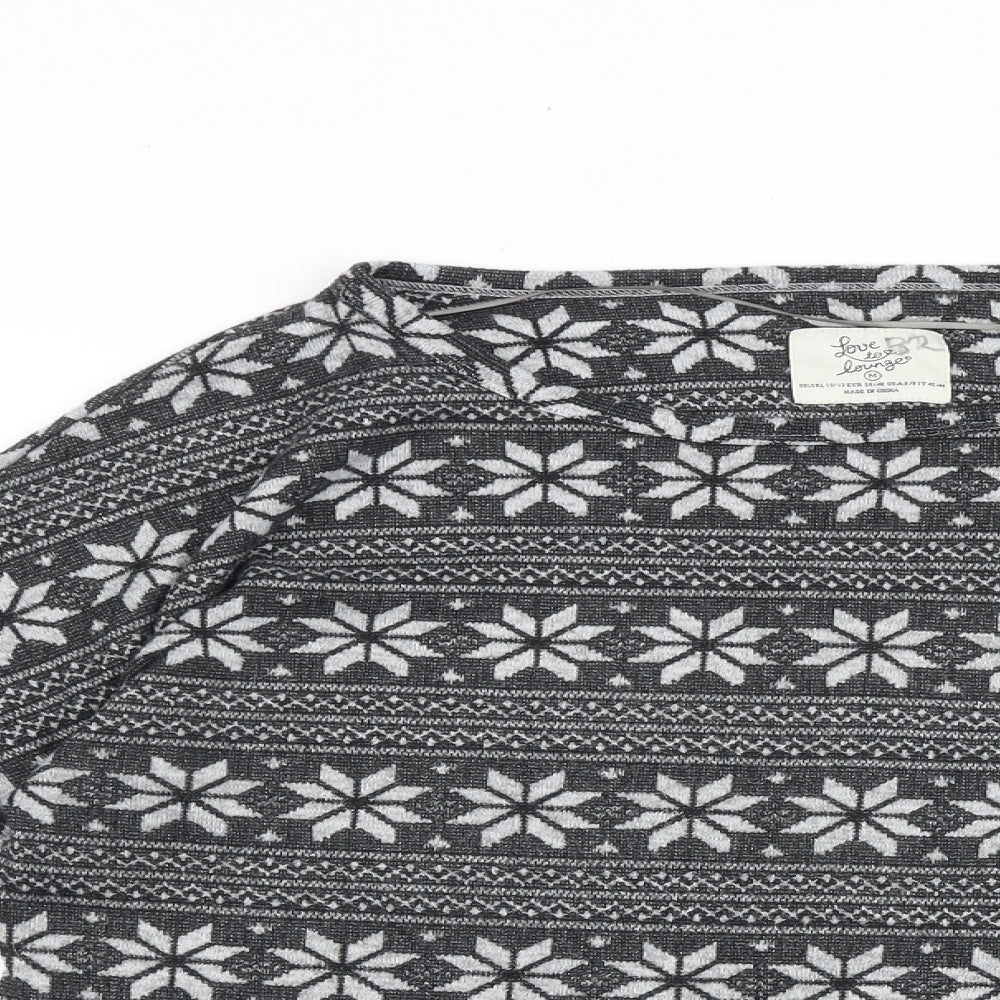 Primark Womens Grey Fair Isle Polyester Pullover Sweatshirt Size 10 Pullover - Loungewear
