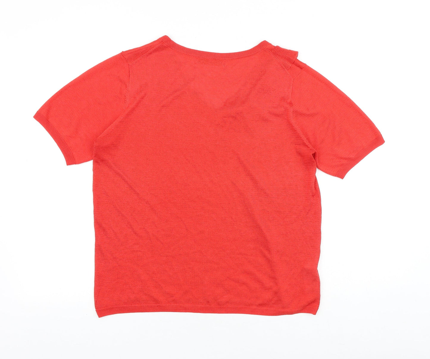 Mango Womens Red Polyester Basic Blouse Size XS V-Neck