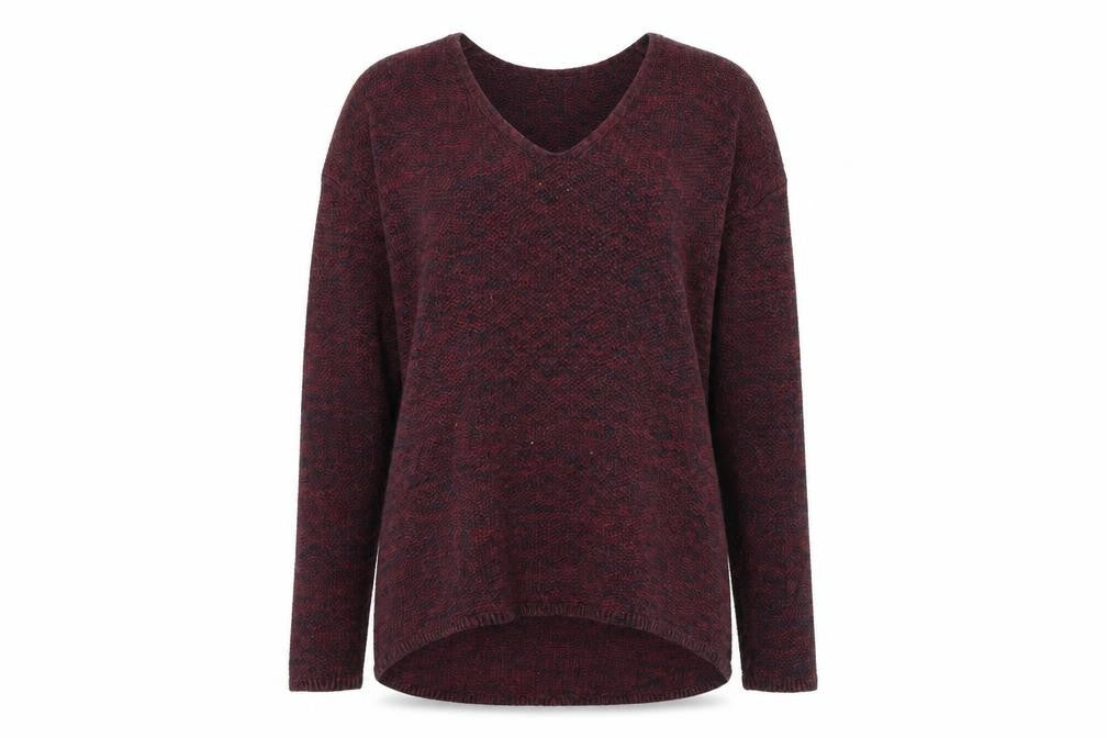 H&M Womens Red V-Neck Acrylic Pullover Jumper Size XS