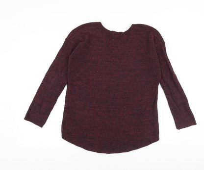 H&M Womens Red V-Neck Acrylic Pullover Jumper Size XS