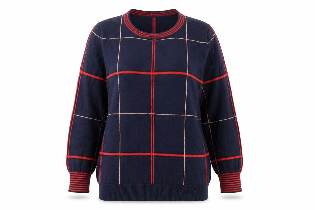 NEXT Womens Blue Round Neck Striped Cotton Pullover Jumper Size 14 Pullover
