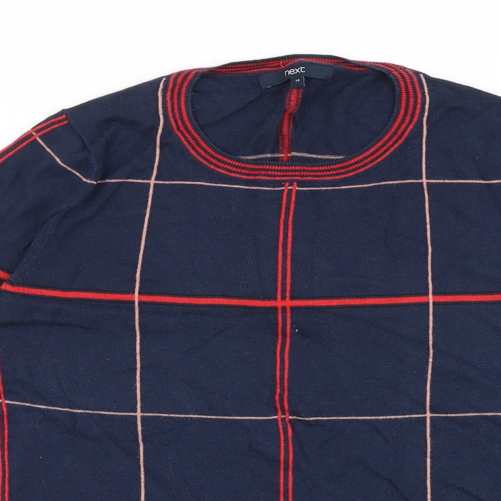 NEXT Womens Blue Round Neck Striped Cotton Pullover Jumper Size 14 Pullover