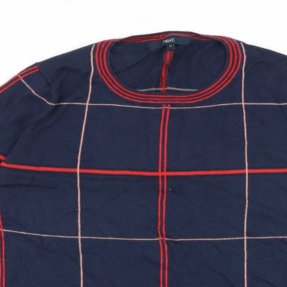 Next Womens Blue Round Neck Striped Cotton Pullover Jumper Size 14 Pullover