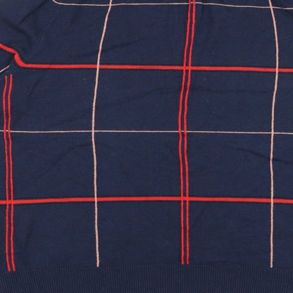 Next Womens Blue Round Neck Striped Cotton Pullover Jumper Size 14 Pullover