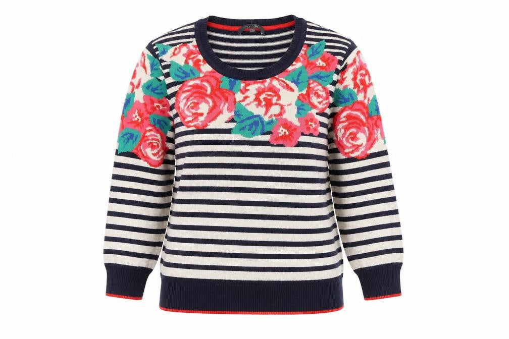 Marks & Spencer Womens Multicoloured Crew Neck Geometric Cotton Pullover Jumper Size 10 Pullover