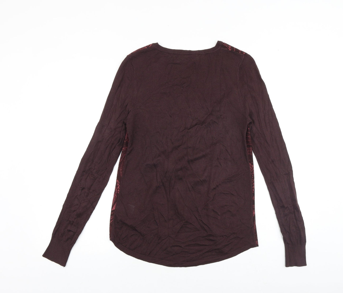 NEXT Womens Purple Crew Neck Geometric Acrylic Pullover Jumper Size 8 Pullover