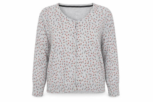 Springfield Womens Grey Scoop Neck Geometric Cotton Pullover Jumper Size 12