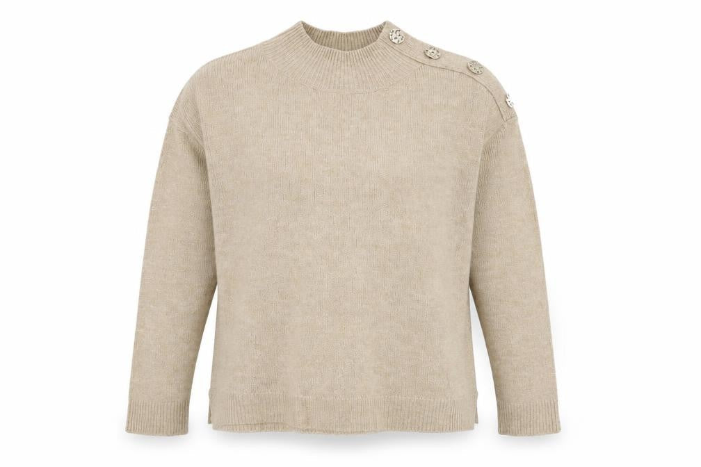 Dorothy Perkins Womens Brown Mock Neck Acrylic Pullover Jumper Size 8