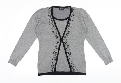 Saloos Womens Grey Round Neck Wool Pullover Jumper Size S