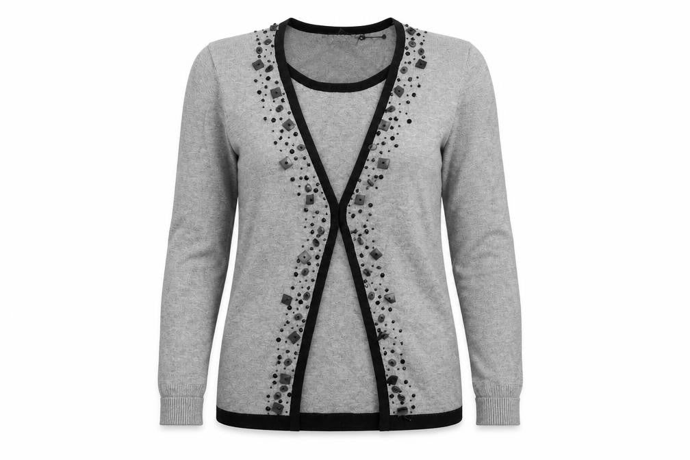 Saloos Womens Grey Round Neck Wool Pullover Jumper Size S