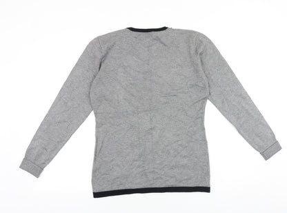 Saloos Womens Grey Round Neck Wool Pullover Jumper Size S