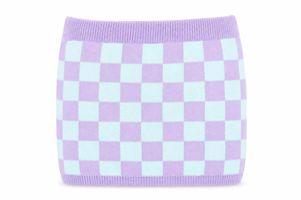 COLLUSION Womens Purple Check Acrylic Bandage Skirt Size 34 in