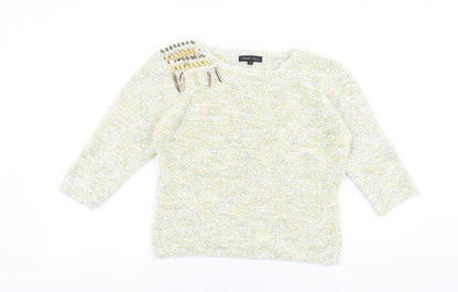 Frank Womens Saul Green Round Neck Cotton Pullover Jumper Size S