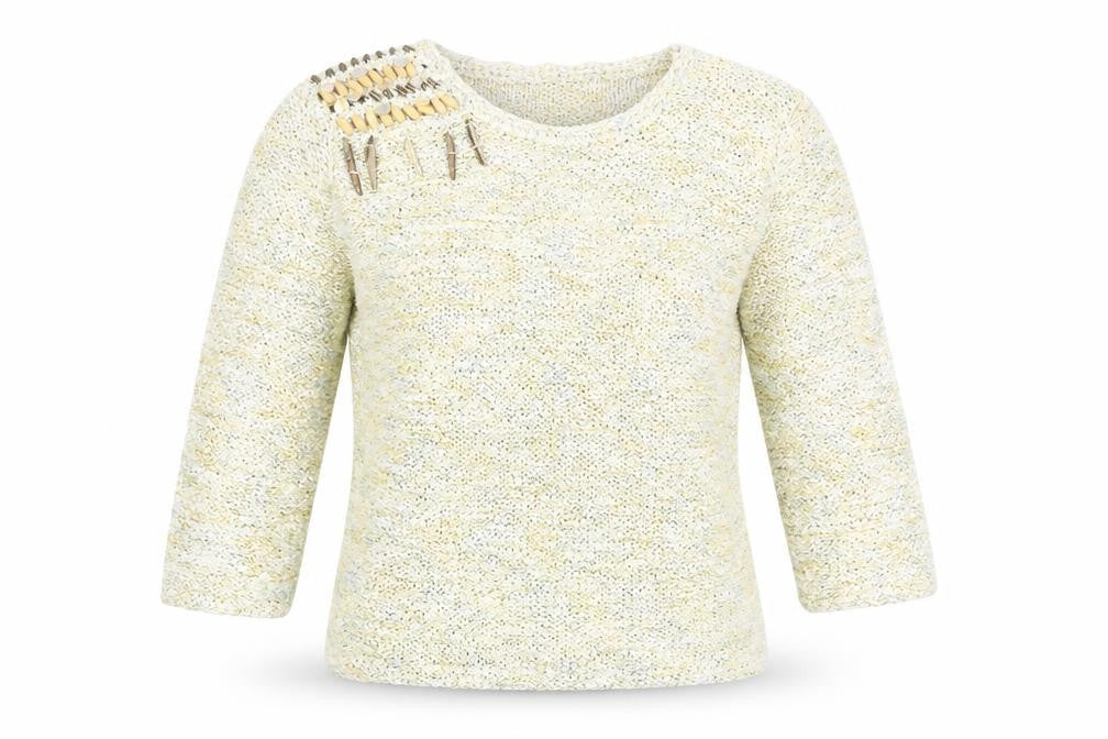 Frank Saul Womens Green Round Neck Cotton Pullover Jumper Size S
