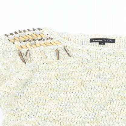 Frank Womens Saul Green Round Neck Cotton Pullover Jumper Size S
