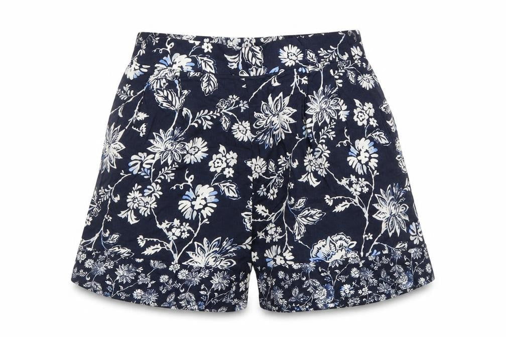 H&M Womens Blue Floral Viscose Bermuda Shorts Size 4 L15 in Regular Pull On