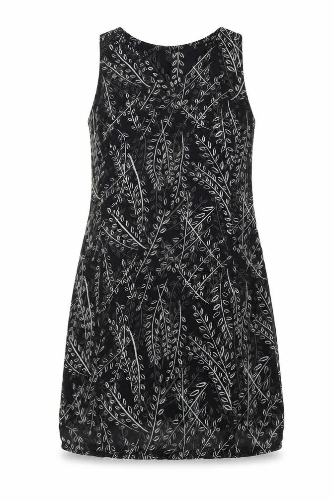 Fransa Womens Black Geometric Polyester A-Line Size M V-Neck Zip