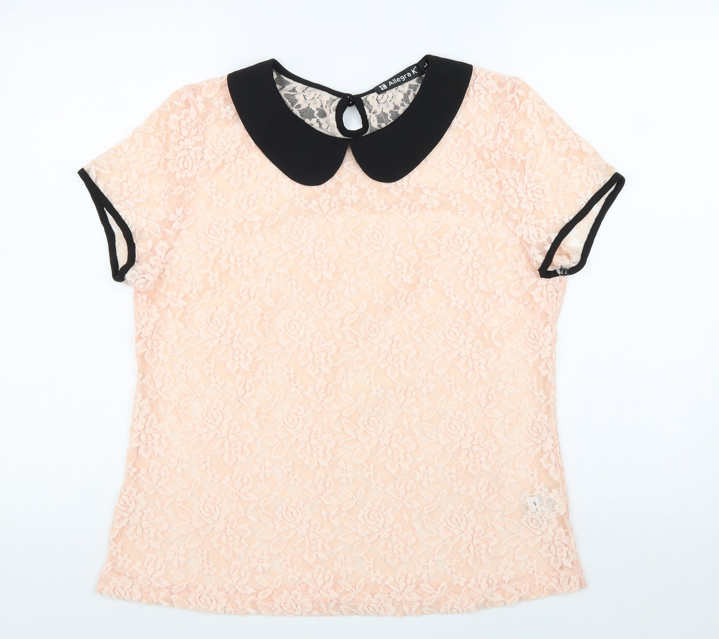 Allegra K Womens Pink Polyester Basic Blouse Size L Collared
