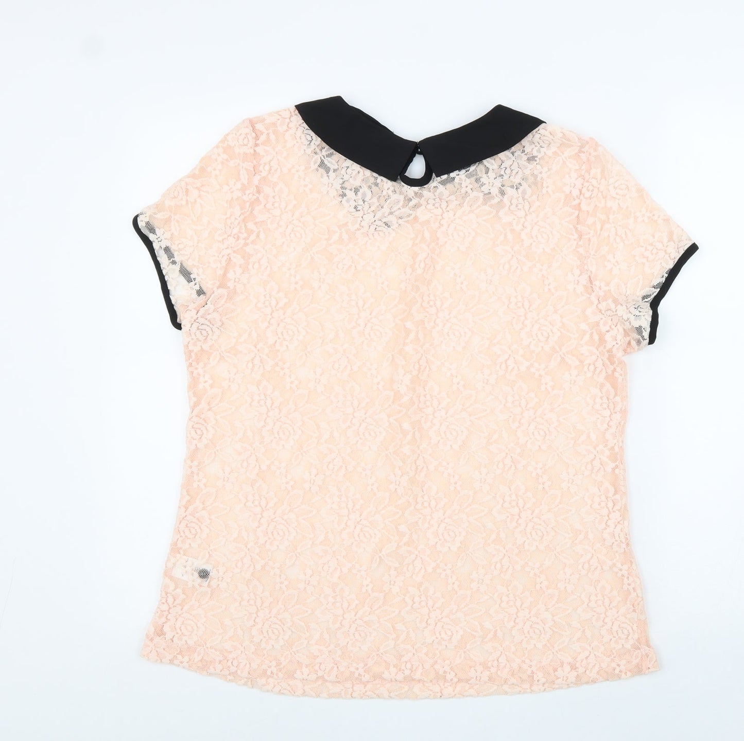 Allegra K Womens Pink Polyester Basic Blouse Size L Collared