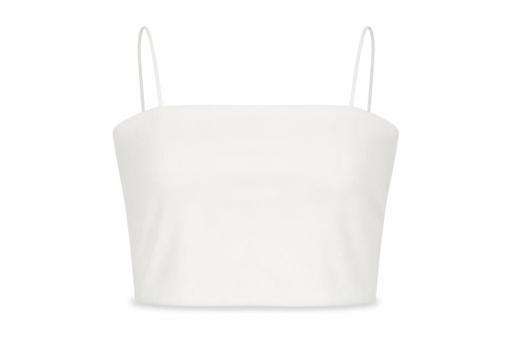 SheIn Womens White Polyester Cropped Tank Size L Square Neck