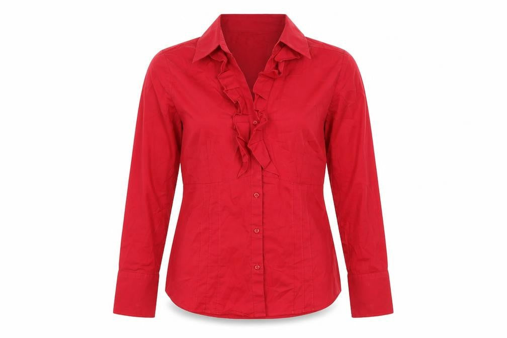 Papaya Womens Red Cotton Basic Button-Up Size 12 Collared