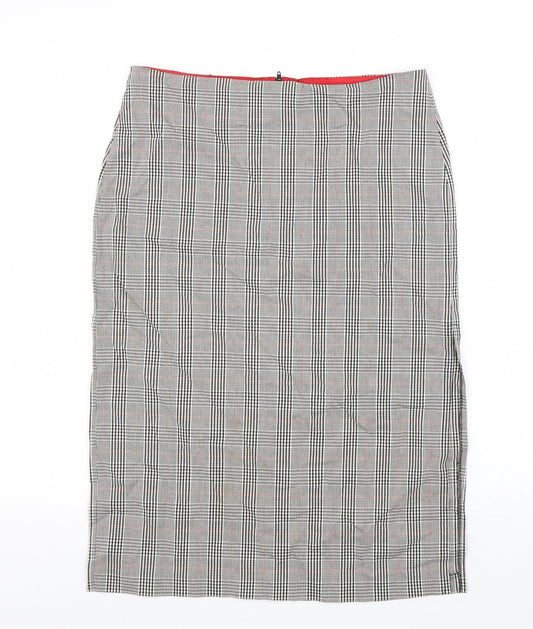 Jeffrey Rogers Womens Black Plaid Viscose Straight & Pencil Skirt Size 14 Zip