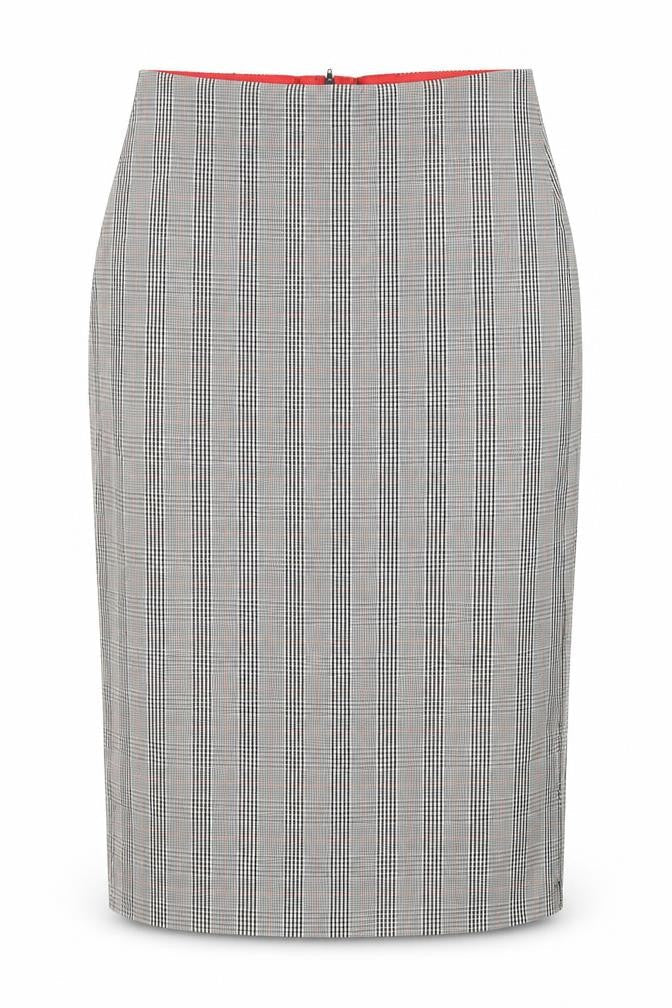 Jeffrey Rogers Womens Black Plaid Viscose Straight & Pencil Skirt Size 14 Zip