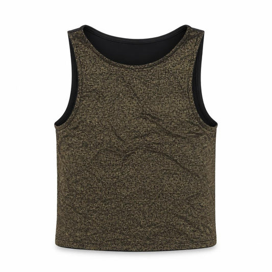 Divided Womens Black Geometric Viscose Basic Tank Size S Round Neck