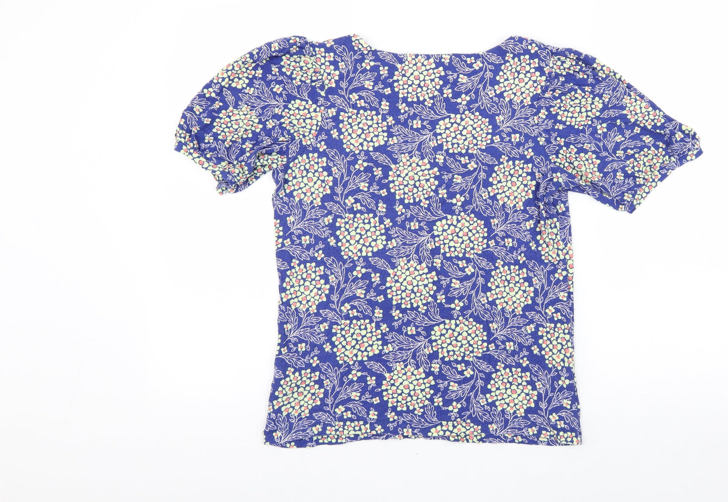 NEXT Womens Blue Geometric Viscose Basic T-Shirt Size 10 Scoop Neck