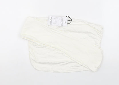 Stradivarius Womens White Viscose Cropped Blouse Size XL One Shoulder