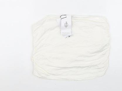 Stradivarius Womens White Viscose Cropped Blouse Size XL One Shoulder