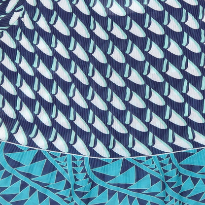 Autonomy Womens Blue Geometric Polyester Basic Blouse Size 12 Round Neck