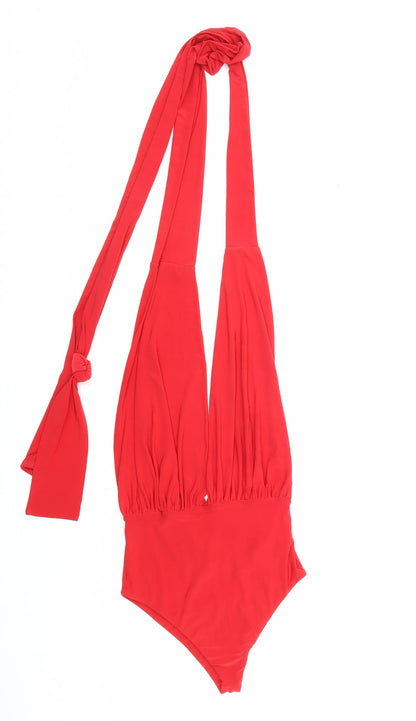 Goddiva Womens Red Polyester One Piece Size S Tie