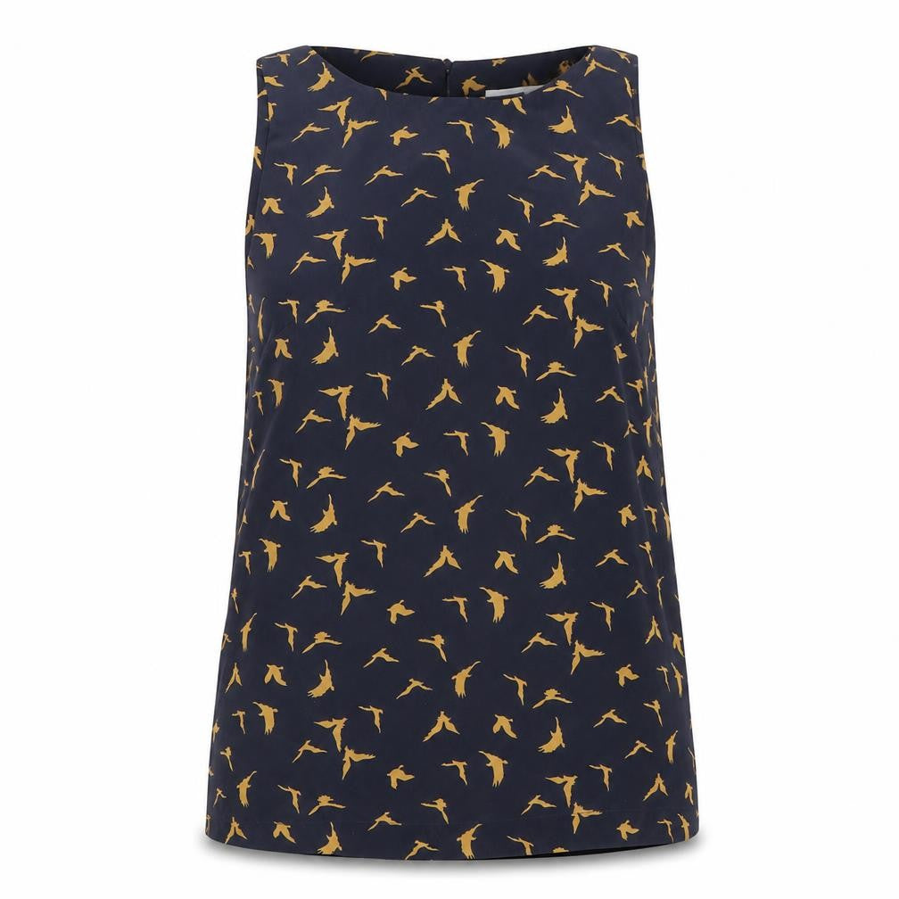Glamorous Womens Black Geometric Polyester Basic Tank Size 10 Round Neck - Bird Pattern