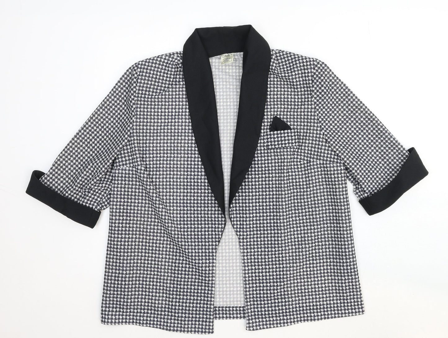 Justine Womens Black Houndstooth Viscose Jacket Blazer Size 16
