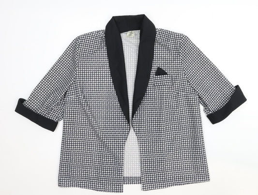 Justine Womens Black Houndstooth Viscose Jacket Blazer Size 16