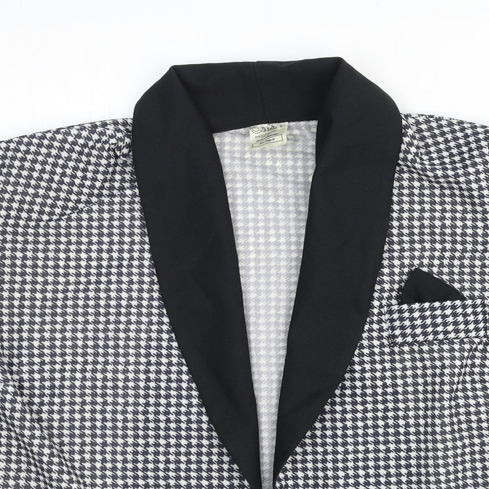 Justine Womens Black Houndstooth Viscose Jacket Blazer Size 16